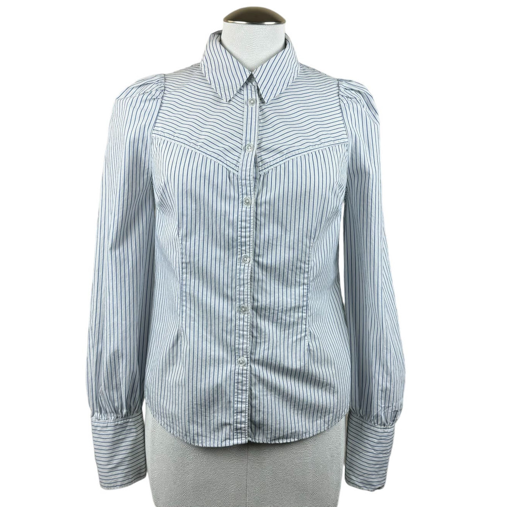 Women's Veronica Beard Verani Striped Blouse Puff Sleeve Blouse Shirt Top Small‎